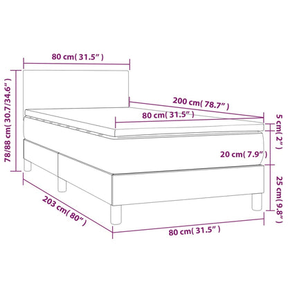 Boxspringbett mit Matratze & LED Dunkelgrau 80x200 cm Samt