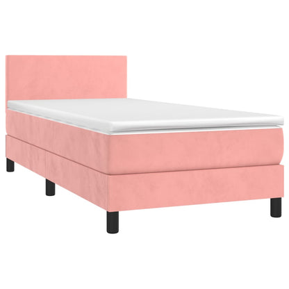 Boxspringbett mit Matratze & LED Rosa 90x190 cm Samt