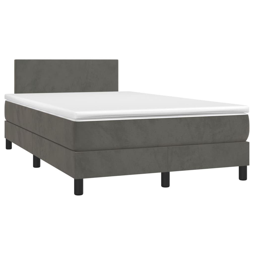 Boxspringbett mit Matratze & LED Dunkelgrau 120x200 cm Samt