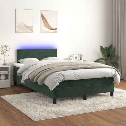 Boxspringbett mit Matratze & LED Dunkelgrün 120x200 cm Samt