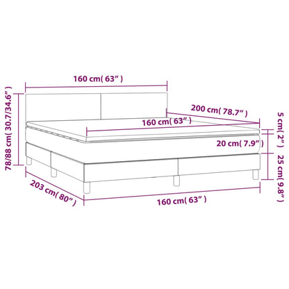 Boxspringbett mit Matratze & LED Hellgrau 160x200 cm Samt