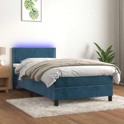 Boxspringbett mit Matratze & LED Dunkelblau 80x200 cm Samt