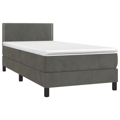 Boxspringbett mit Matratze & LED Dunkelgrau 90x190 cm Samt