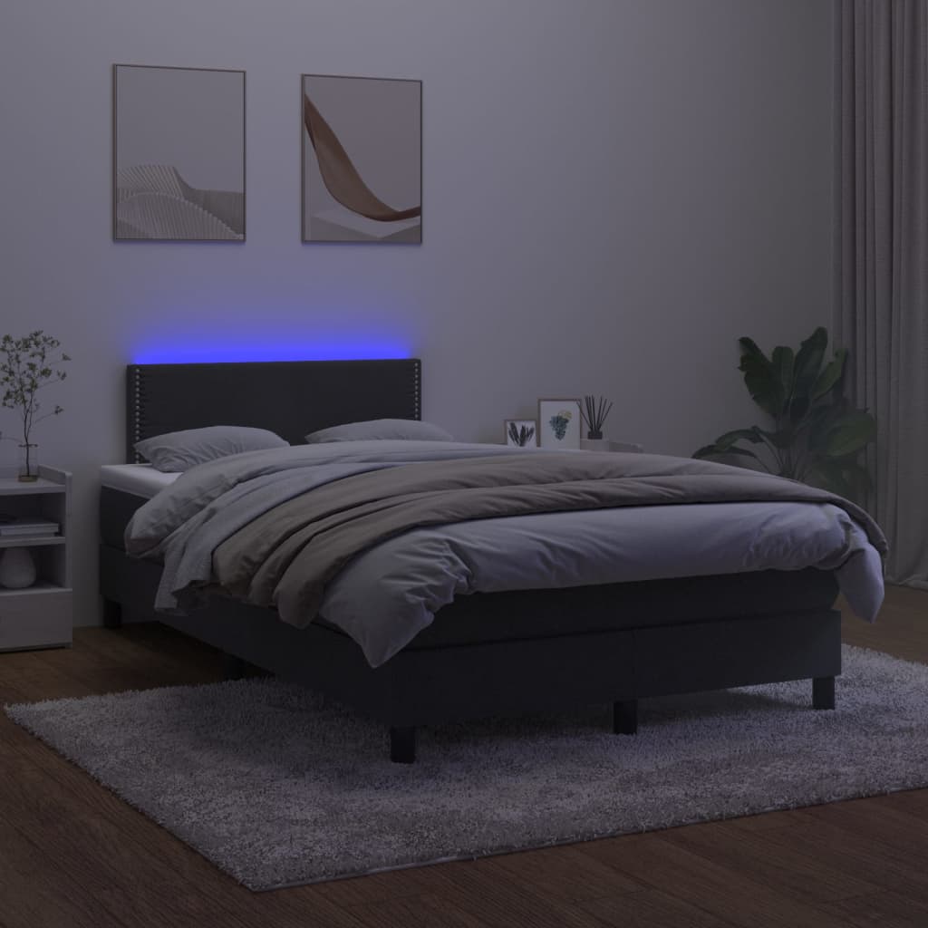 Boxspringbett mit Matratze & LED Schwarz 120x200 cm Samt