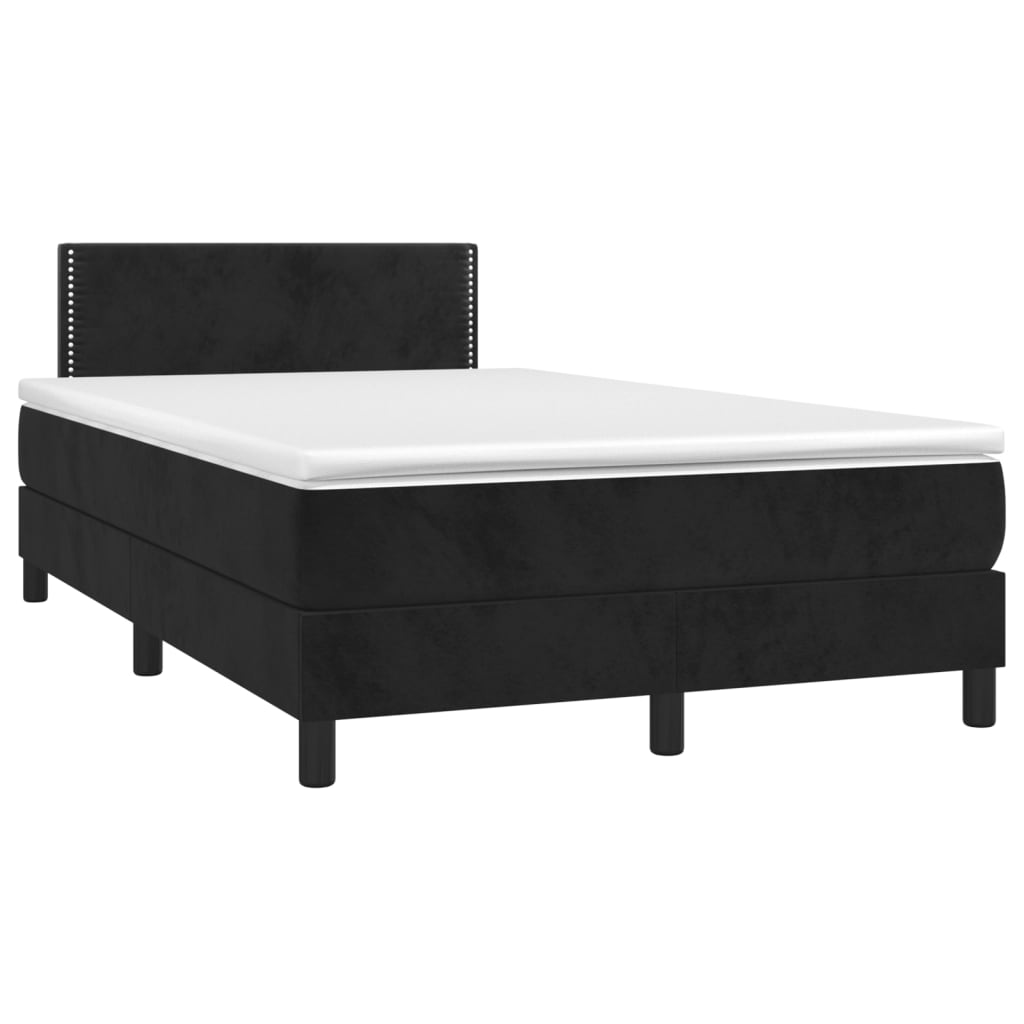 Boxspringbett mit Matratze & LED Schwarz 120x200 cm Samt