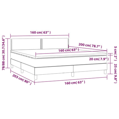 Boxspringbett mit Matratze & LED Rosa 160x200 cm Samt