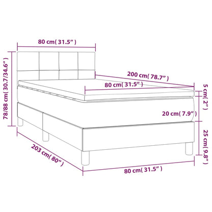 Boxspringbett mit Matratze & LED Dunkelgrau 80x200 cm Samt