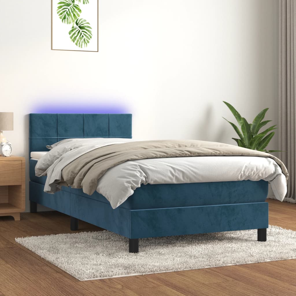 Boxspringbett mit Matratze & LED Dunkelblau 80x200 cm Samt