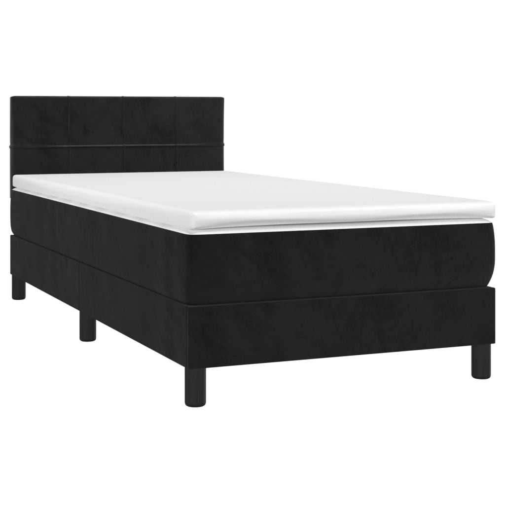 Boxspringbett mit Matratze & LED Schwarz 90x190 cm Samt