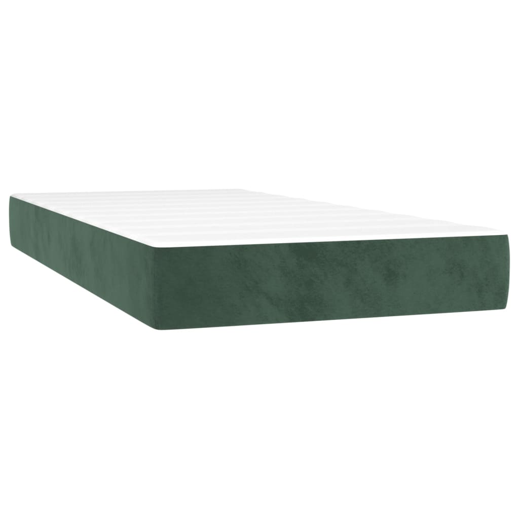 Boxspringbett mit Matratze & LED Dunkelgrün 90x190 cm Samt