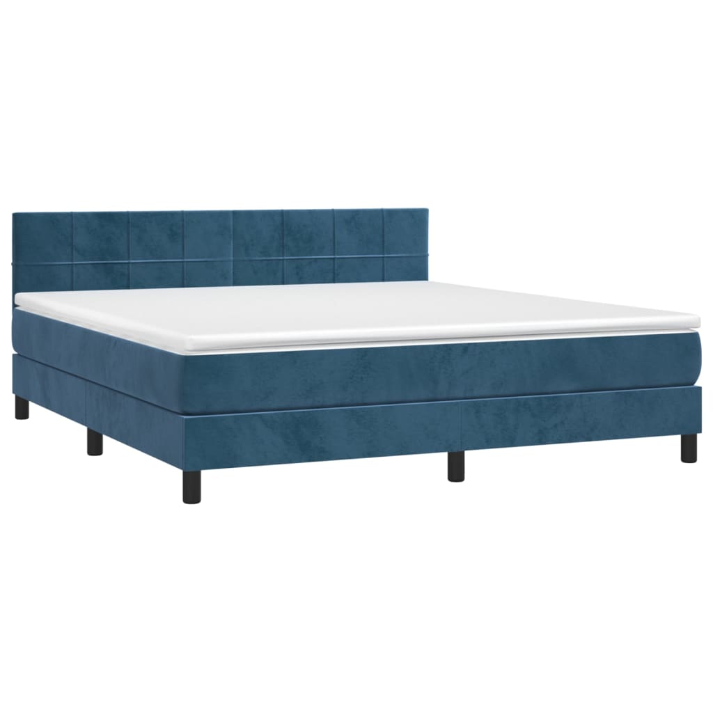 Boxspringbett mit Matratze & LED Dunkelblau 160x200 cm Samt