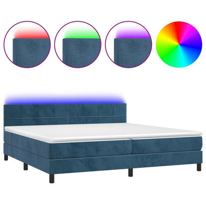 Boxspringbett mit Matratze & LED Dunkelblau 200x200 cm Samt