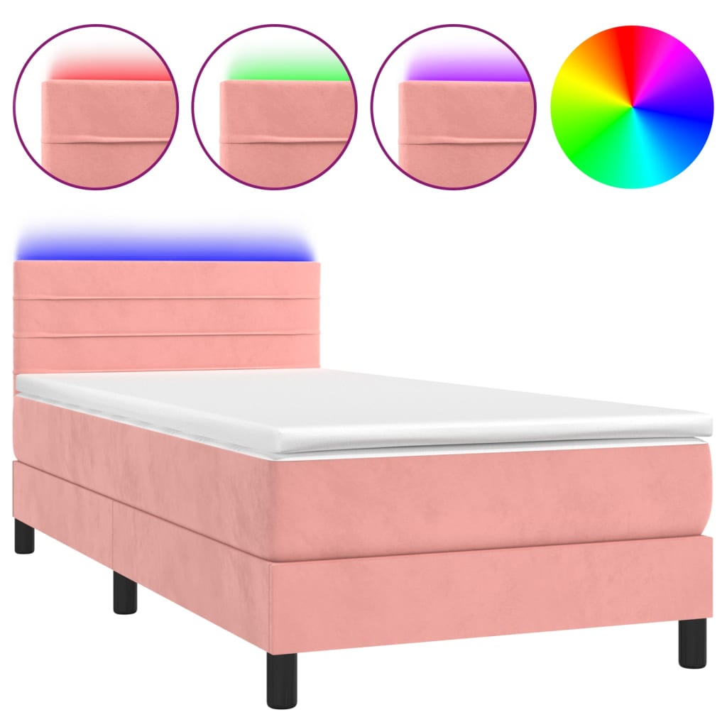 Boxspringbett mit Matratze & LED Rosa 80x200 cm Samt