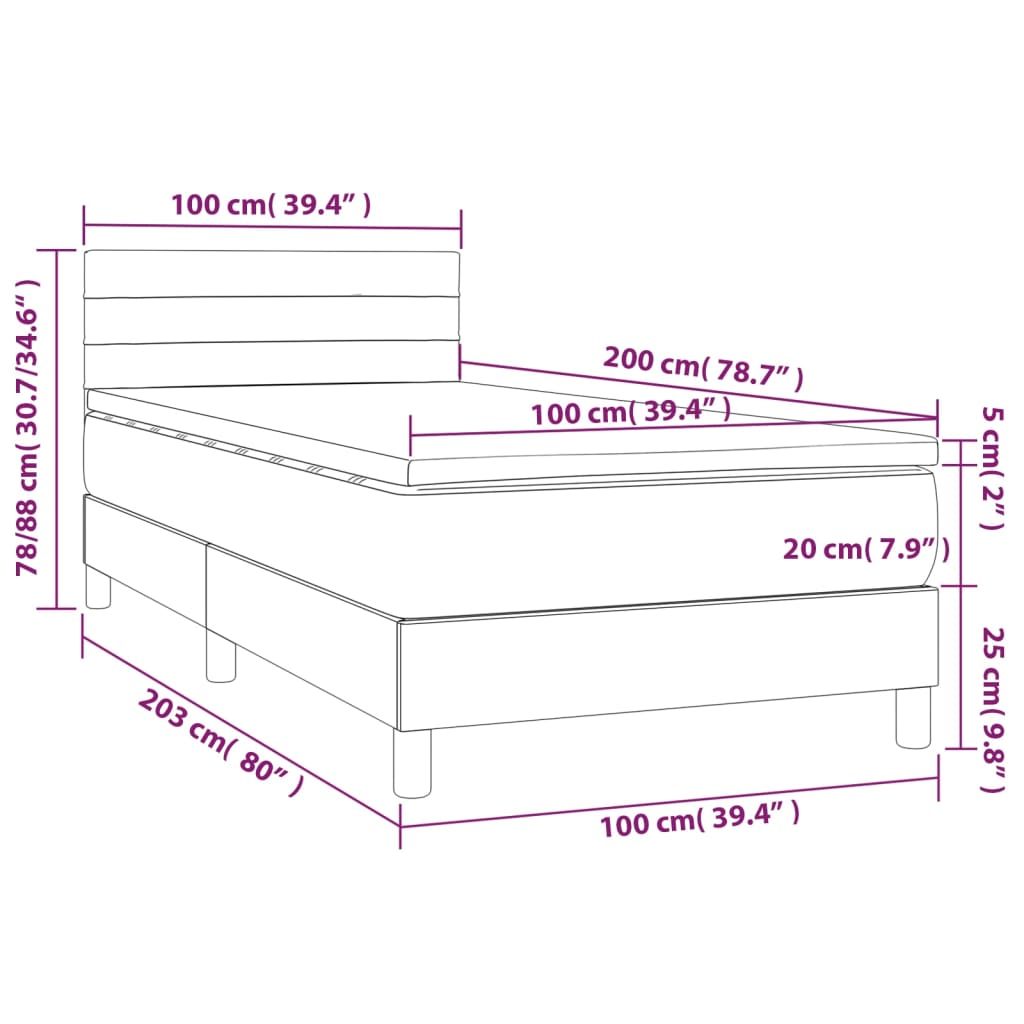 Boxspringbett mit Matratze & LED Dunkelgrün 100x200 cm Samt