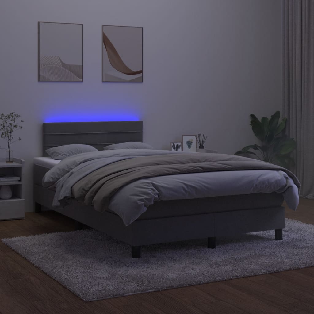 Boxspringbett mit Matratze & LED Dunkelgrau 120x200 cm Samt