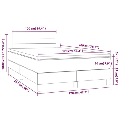 Boxspringbett mit Matratze & LED Dunkelgrau 120x200 cm Samt