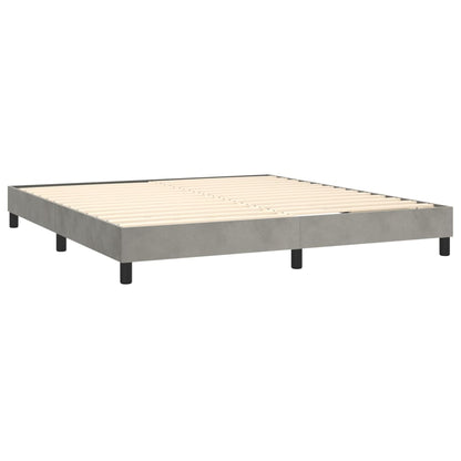 Boxspringbett mit Matratze & LED Hellgrau 160x200 cm Samt