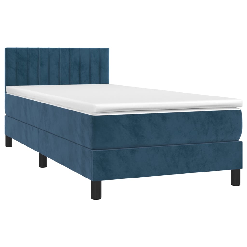 Boxspringbett mit Matratze & LED Dunkelblau 80x200 cm Samt