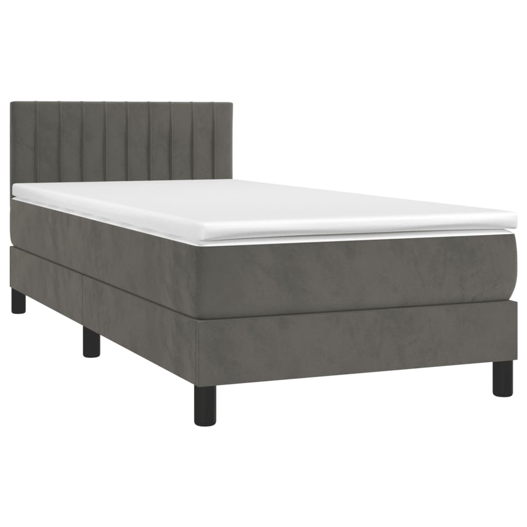 Boxspringbett mit Matratze & LED Dunkelgrau 100x200 cm Samt