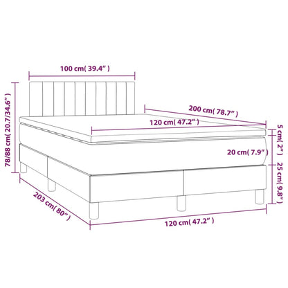 Boxspringbett mit Matratze & LED Hellgrau 120x200 cm Samt