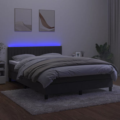 Boxspringbett mit Matratze & LED Dunkelgrau 140x200 cm Samt