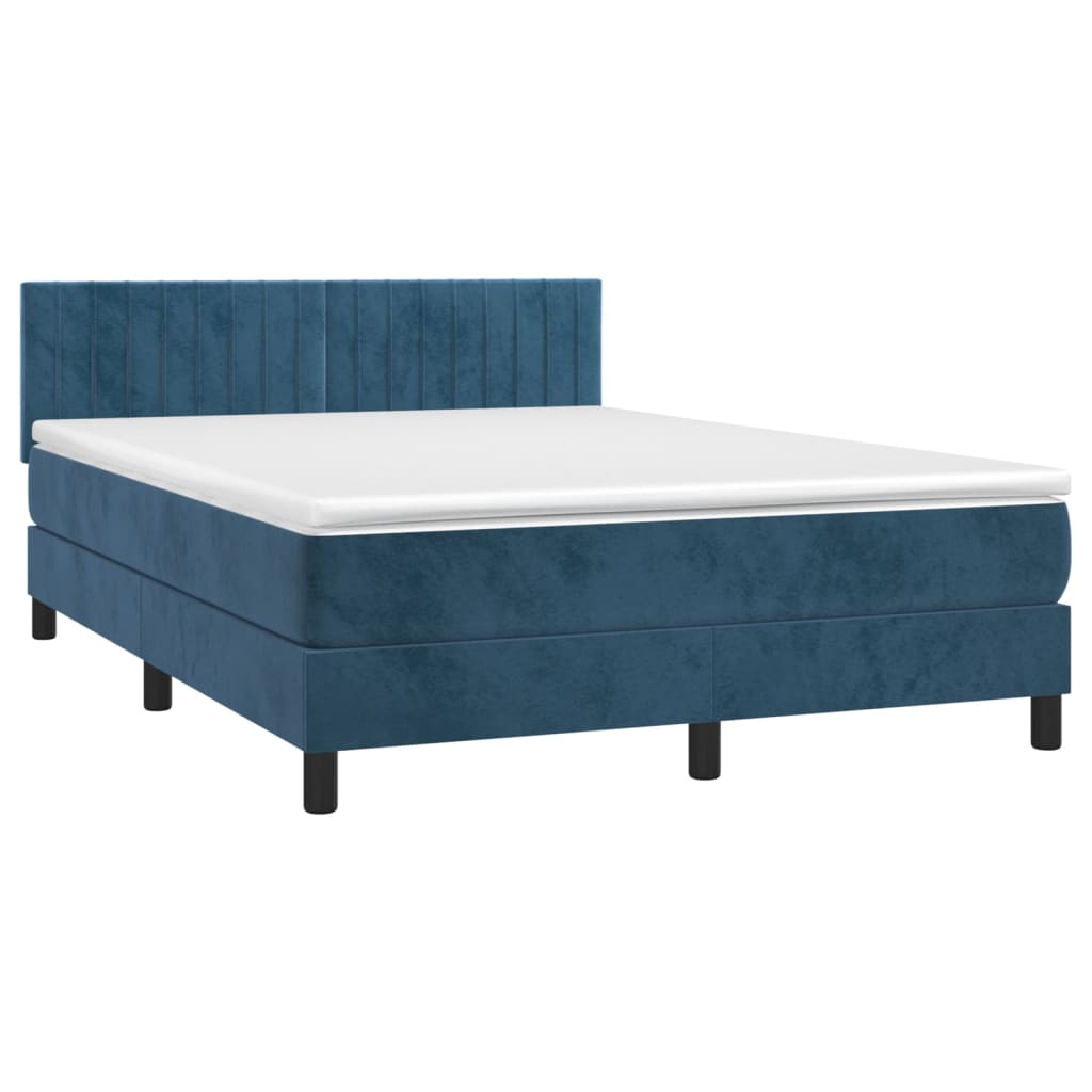 Boxspringbett mit Matratze & LED Dunkelblau 140x200 cm Samt