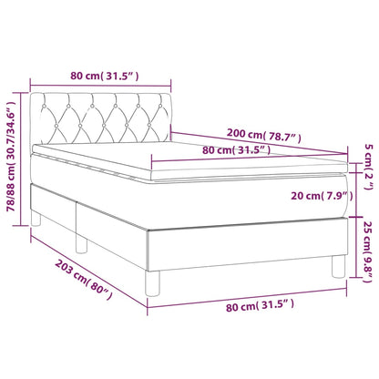 Boxspringbett mit Matratze & LED Dunkelgrau 80x200 cm Samt