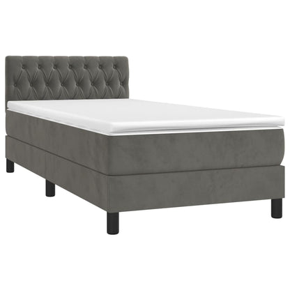 Boxspringbett mit Matratze & LED Dunkelgrau 90x190 cm Samt