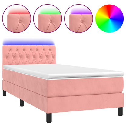 Boxspringbett mit Matratze & LED Rosa 100x200 cm Samt