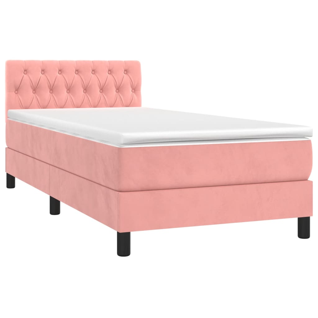 Boxspringbett mit Matratze & LED Rosa 100x200 cm Samt