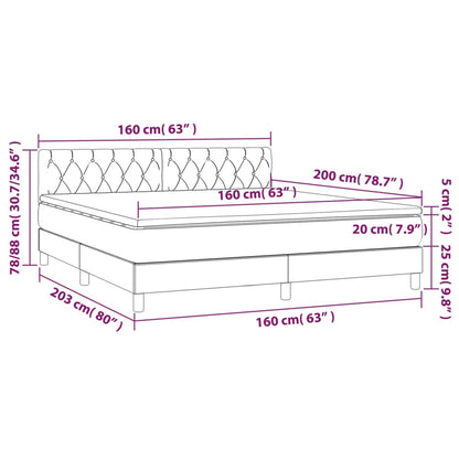 Boxspringbett mit Matratze & LED Rosa 160x200 cm Samt