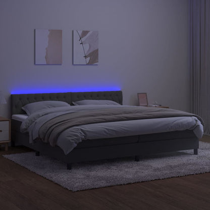 Boxspringbett mit Matratze & LED Dunkelgrau 200x200 cm Samt