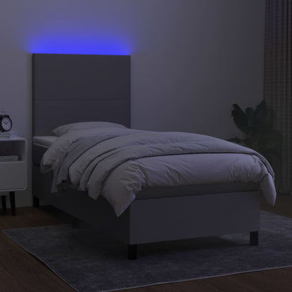 Boxspringbett mit Matratze & LED Hellgrau 80x200 cm Stoff