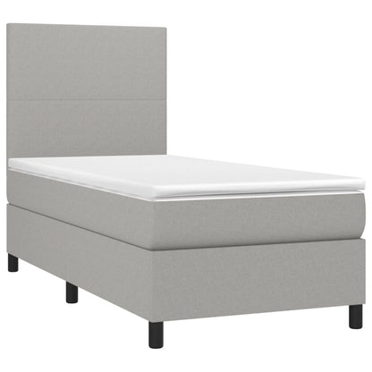 Boxspringbett mit Matratze & LED Hellgrau 90x190 cm Stoff