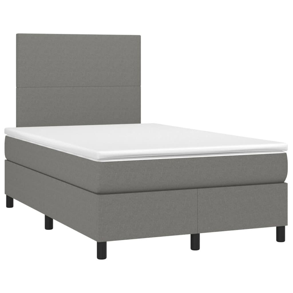 Boxspringbett mit Matratze & LED Dunkelgrau 120x200 cm Stoff