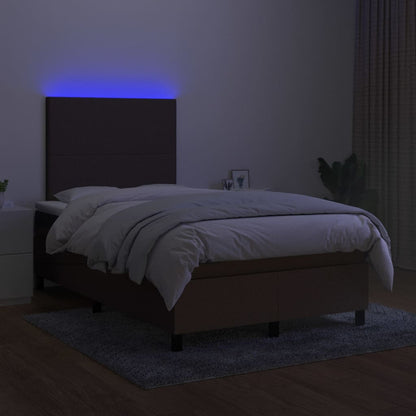 Boxspringbett mit Matratze & LED Dunkelbraun 120x200 cm Stoff