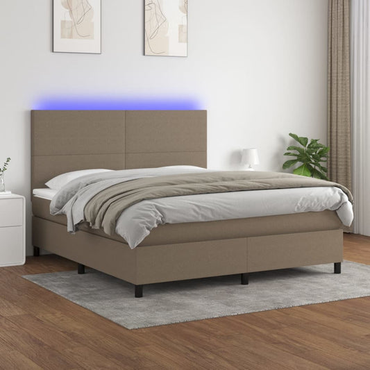 Boxspringbett mit Matratze & LED Taupe 160x200 cm Stoff