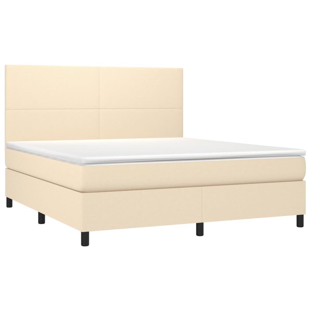 Boxspringbett mit Matratze & LED Creme 160x200 cm Stoff