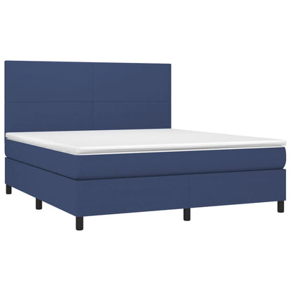 Boxspringbett mit Matratze & LED Blau 160x200 cm Stoff