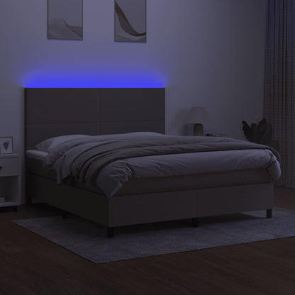 Boxspringbett mit Matratze & LED Taupe 180x200 cm Stoff