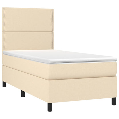 Boxspringbett mit Matratze & LED Creme 90x190 cm Stoff