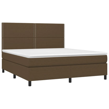 Boxspringbett mit Matratze & LED Dunkelbraun 160x200 cm Stoff