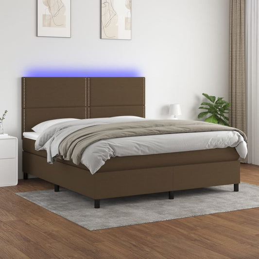 Boxspringbett mit Matratze & LED Dunkelbraun 160x200 cm Stoff