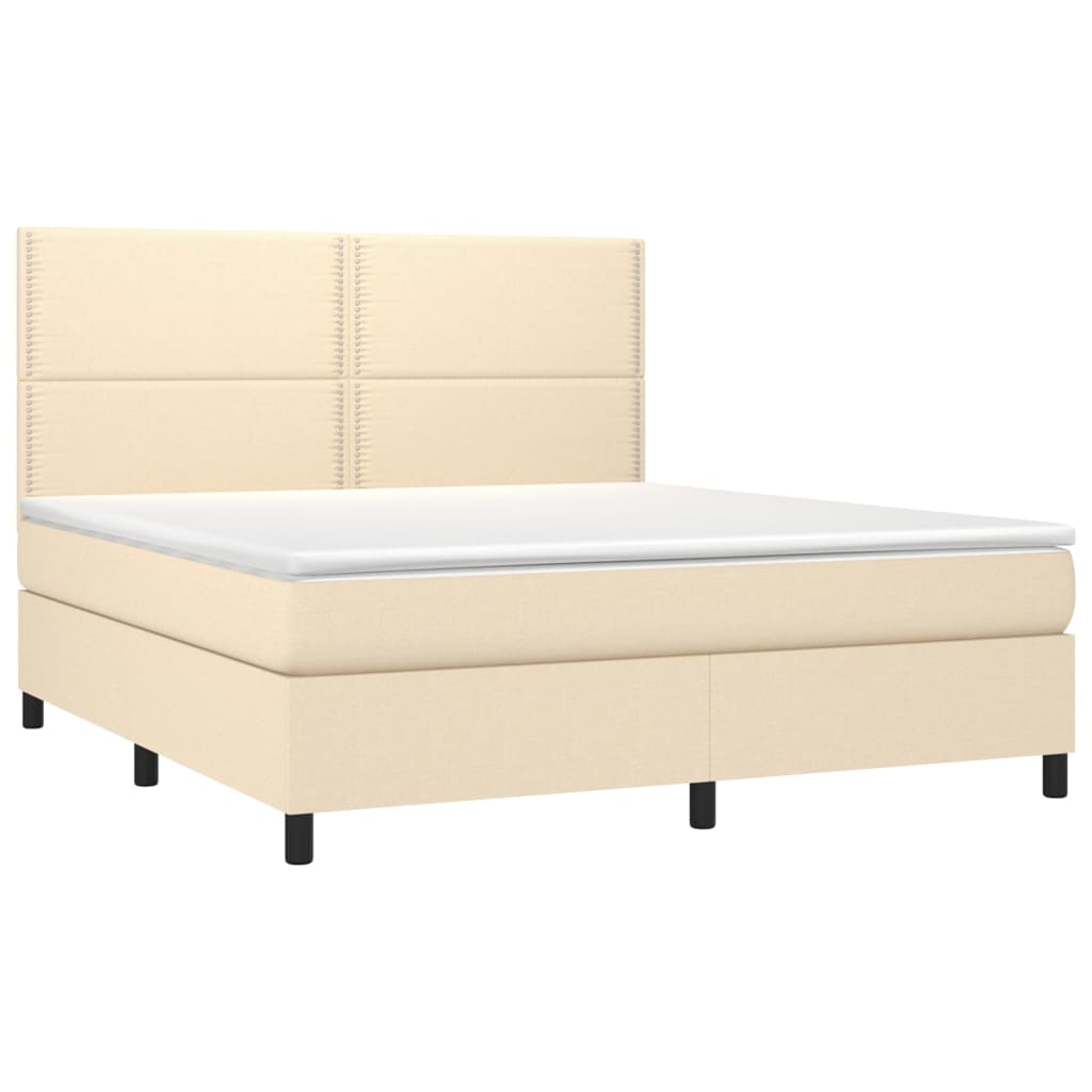 Boxspringbett mit Matratze & LED Creme 160x200 cm Stoff