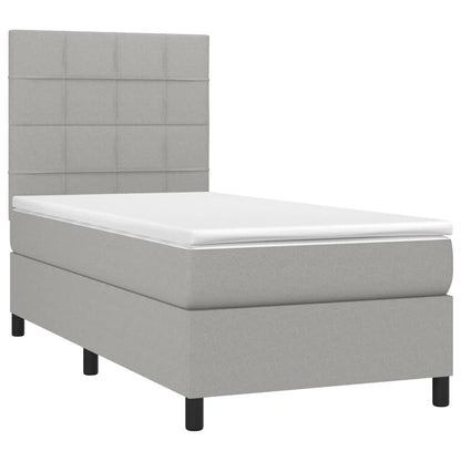 Boxspringbett mit Matratze & LED Hellgrau 80x200 cm Stoff