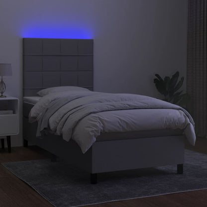 Boxspringbett mit Matratze & LED Hellgrau 80x200 cm Stoff