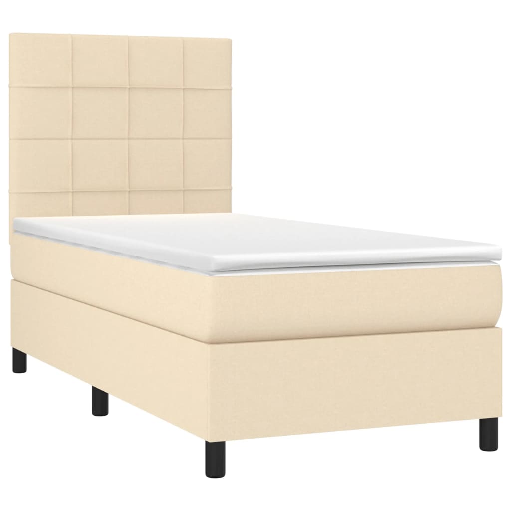 Boxspringbett mit Matratze & LED Creme 80x200 cm Stoff