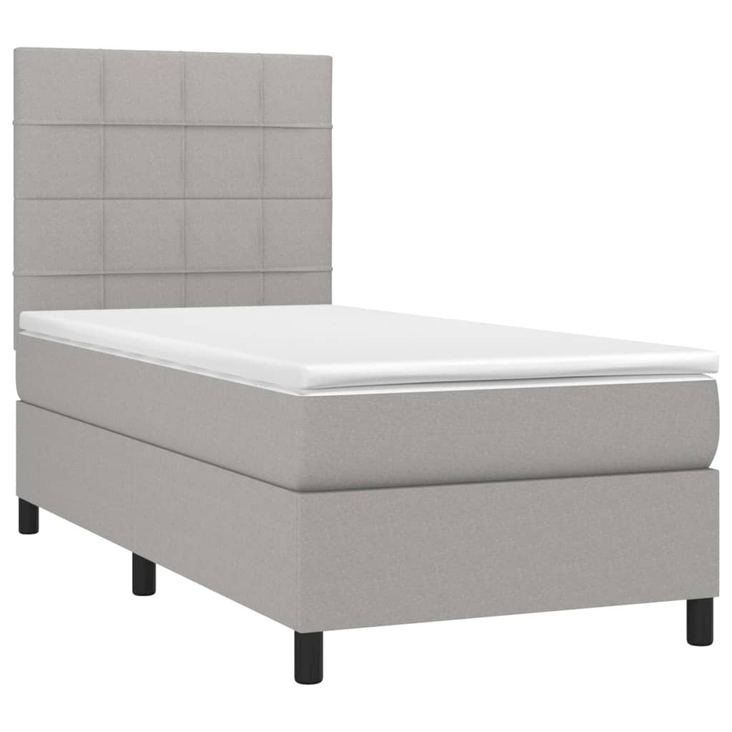 Boxspringbett mit Matratze & LED Hellgrau 90x190 cm Stoff