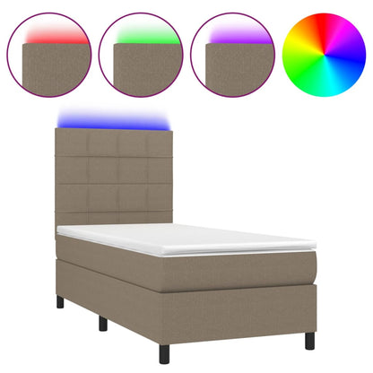 Boxspringbett mit Matratze & LED Taupe 90x190 cm Stoff