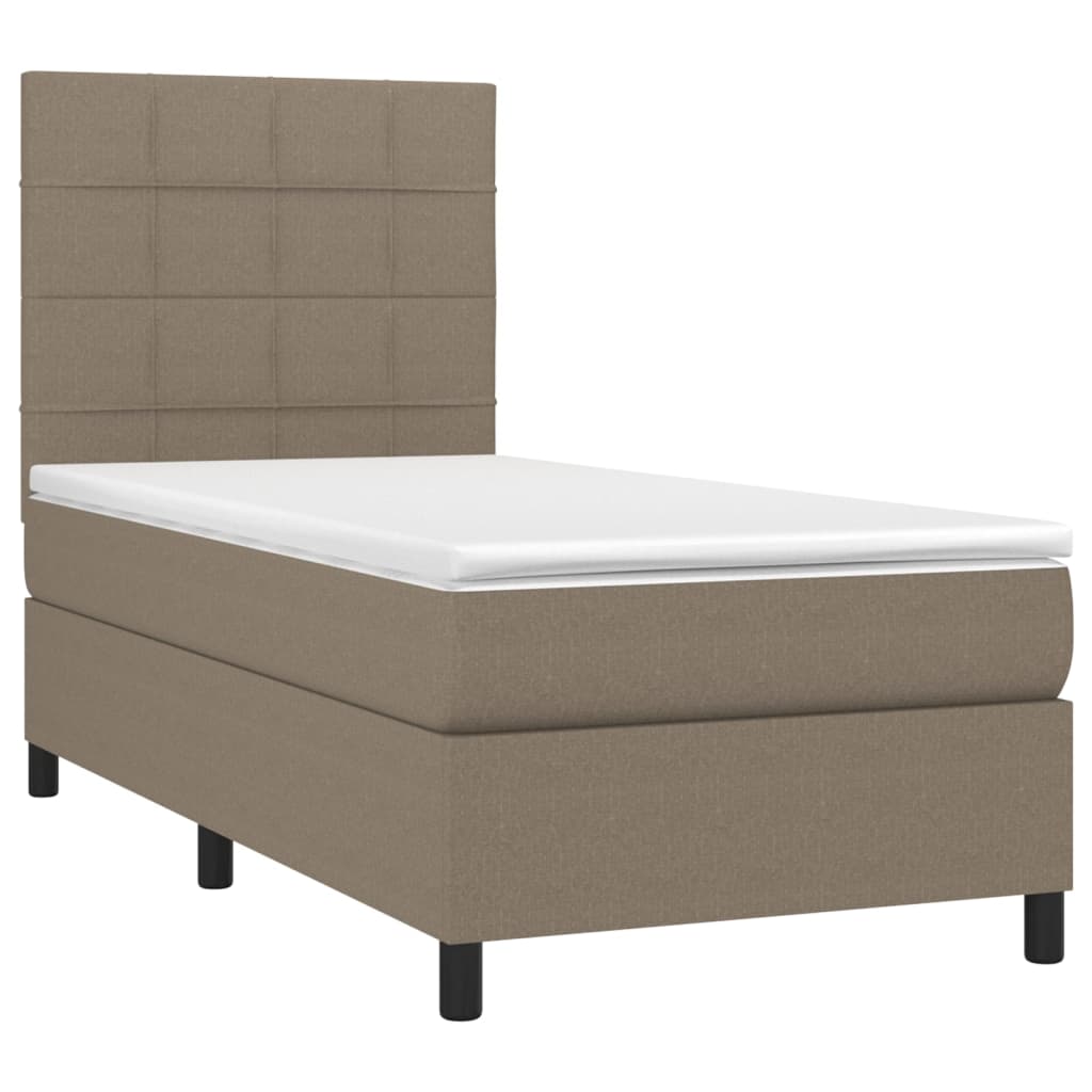 Boxspringbett mit Matratze & LED Taupe 90x190 cm Stoff